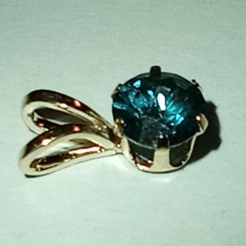 LAST ONE!  14Kt Yellow Gold One-Third Carat Blue Diamond Pendant - Picture 2 of 3
